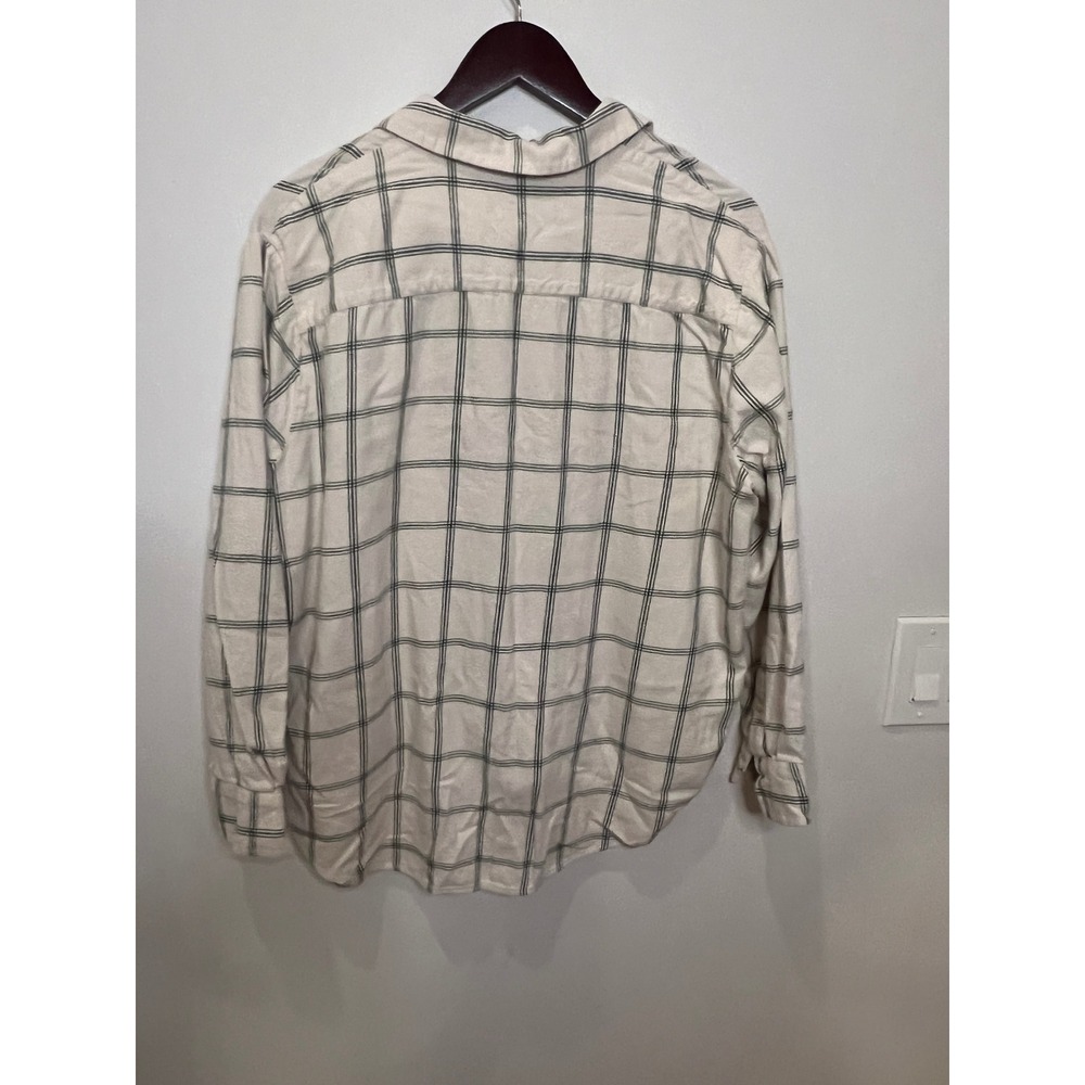 Madewell Oversized Flannel Shirt Cream Windowpane Plaid Button Down Large